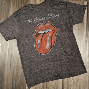 THE ROLLING STONES Distressed Graphic T-Shirt, Gray/Black, Size Large